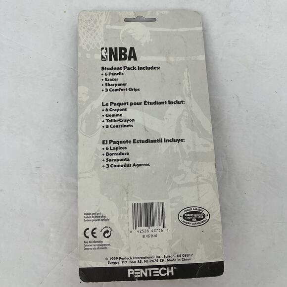 NBA Pentech 1999 Student Pack Pencils Eraser Sharpener Comfort Grip NWT - Picture 2 of 6